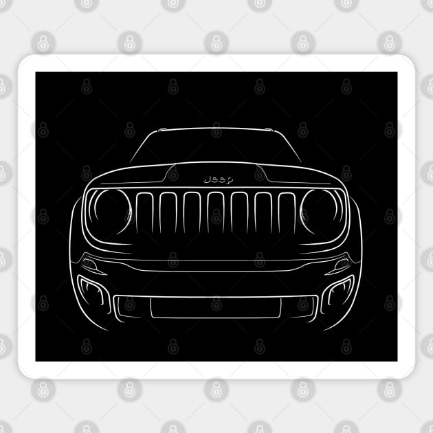 Jeep Renegade - front stencil, white Magnet by mal_photography